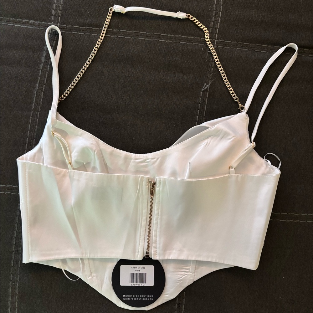 White Satin Corset Top - Picture 4 of 6